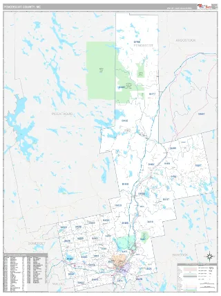 Penobscot County, ME Classic style ZIP Code wall map