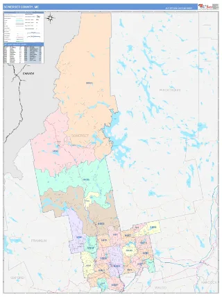 Somerset County, ME ColorCast style ZIP Code wall map