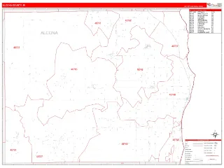 Alcona County, MI RedLine style ZIP Code wall map