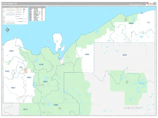 Alger County, MI Classic style ZIP Code wall map
