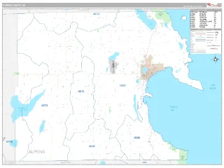 Alpena County, MI Classic style ZIP Code wall map