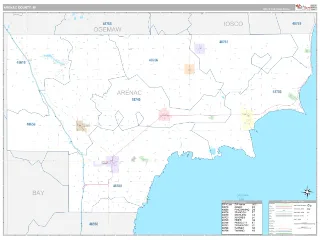 Arenac County, MI Classic style ZIP Code wall map