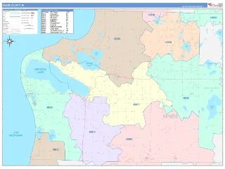 Benzie County, MI ColorCast style ZIP Code wall map