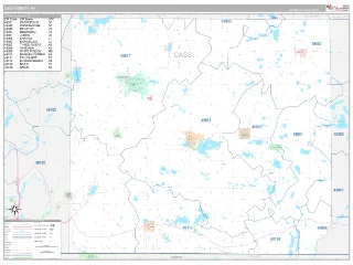Cass County, MI Classic style ZIP Code wall map