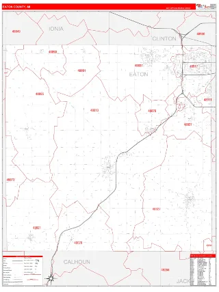 Eaton County, MI RedLine style ZIP Code wall map