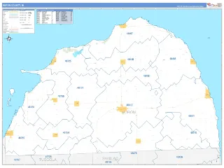 Huron County, MI Business Reference style ZIP Code wall map