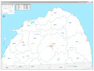 Huron County, MI Classic style ZIP Code wall map