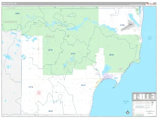 Iosco County, MI Classic style ZIP Code wall map
