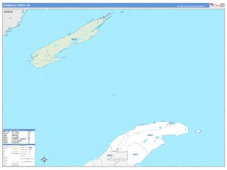 Keweenaw County, MI Business Reference style ZIP Code wall map