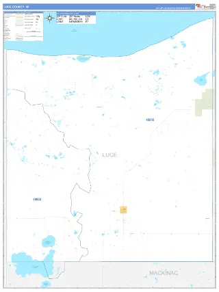 Luce County, MI Business Reference style ZIP Code wall map