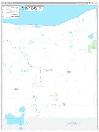 Luce County, MI Classic style ZIP Code wall map