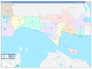 Mackinac County, MI ColorCast style ZIP Code wall map