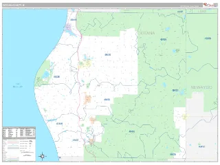 Oceana County, MI Classic style ZIP Code wall map