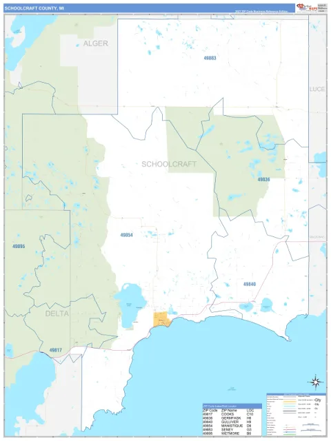 Schoolcraft County, MI map