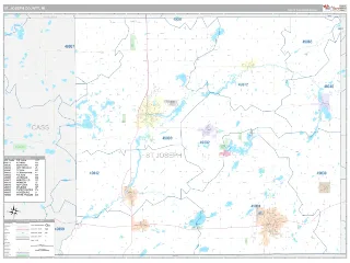 St. Joseph County, MI Classic style ZIP Code wall map