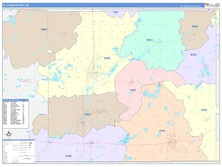 St. Joseph County, MI ColorCast style ZIP Code wall map