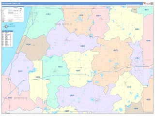 Van Buren County, MI ColorCast style ZIP Code wall map