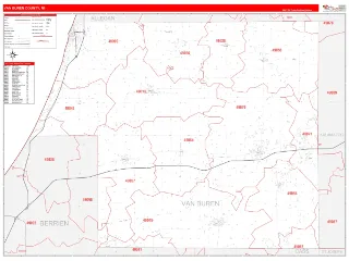 Van Buren County, MI RedLine style ZIP Code wall map