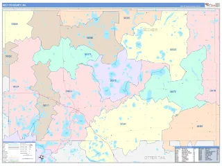 Becker County, MN ColorCast style ZIP Code wall map