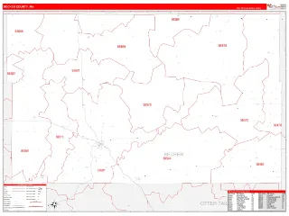 Becker County, MN RedLine style ZIP Code wall map