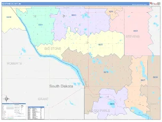 Big Stone County, MN ColorCast style ZIP Code wall map