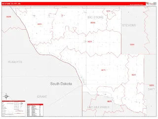 Big Stone County, MN RedLine style ZIP Code wall map