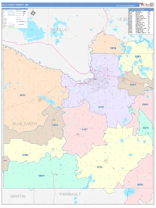 Blue Earth County, MN ColorCast style ZIP Code wall map