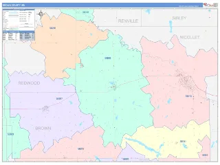 Brown County, MN ColorCast style ZIP Code wall map