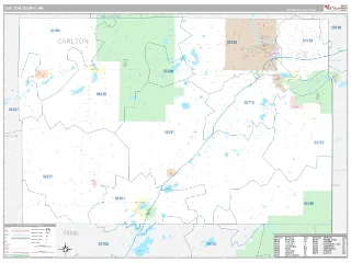 Carlton County, MN Classic style ZIP Code wall map