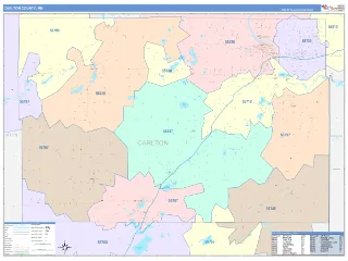 Carlton County, MN ColorCast style ZIP Code wall map
