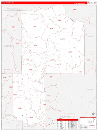 Cass County, MN RedLine style ZIP Code wall map