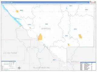 Chippewa County, MN Business Reference style ZIP Code wall map