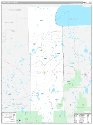 Clearwater County, MN Classic style ZIP Code wall map