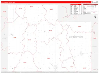 Cottonwood County, MN RedLine style ZIP Code wall map