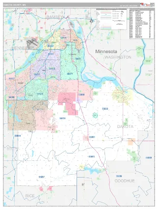 Dakota County, MN Classic style ZIP Code wall map