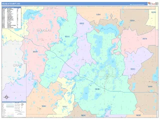 Douglas County, MN ColorCast style ZIP Code wall map