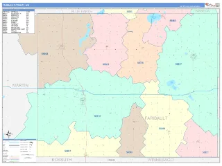 Faribault County, MN ColorCast style ZIP Code wall map