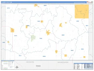 Fillmore County, MN Business Reference style ZIP Code wall map
