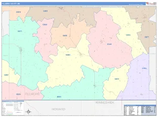 Fillmore County, MN ColorCast style ZIP Code wall map