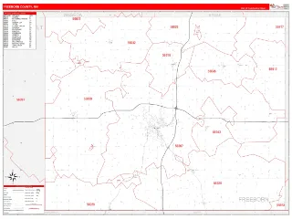 Freeborn County, MN RedLine style ZIP Code wall map