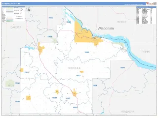 Goodhue County, MN Business Reference style ZIP Code wall map