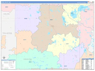 Grant County, MN ColorCast style ZIP Code wall map