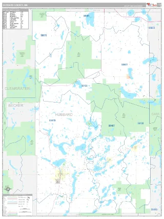 Hubbard County, MN Classic style ZIP Code wall map