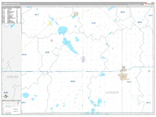 Jackson County, MN Classic style ZIP Code wall map