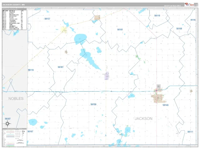 Jackson County, MN ZIP Code Wall Map, Classic style
