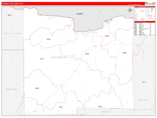 Koochiching County, MN RedLine style ZIP Code wall map