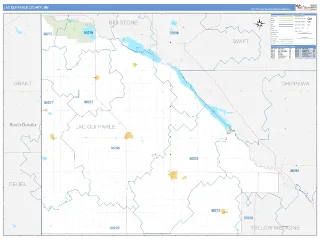 Lac qui Parle County, MN Business Reference style ZIP Code wall map