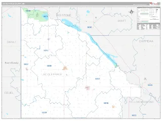 Lac qui Parle County, MN Classic style ZIP Code wall map