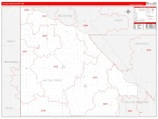 Lac qui Parle County, MN RedLine style ZIP Code wall map