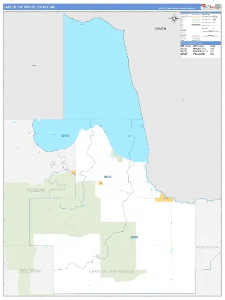 Lake of the Woods County, MN Business Reference style ZIP Code wall map